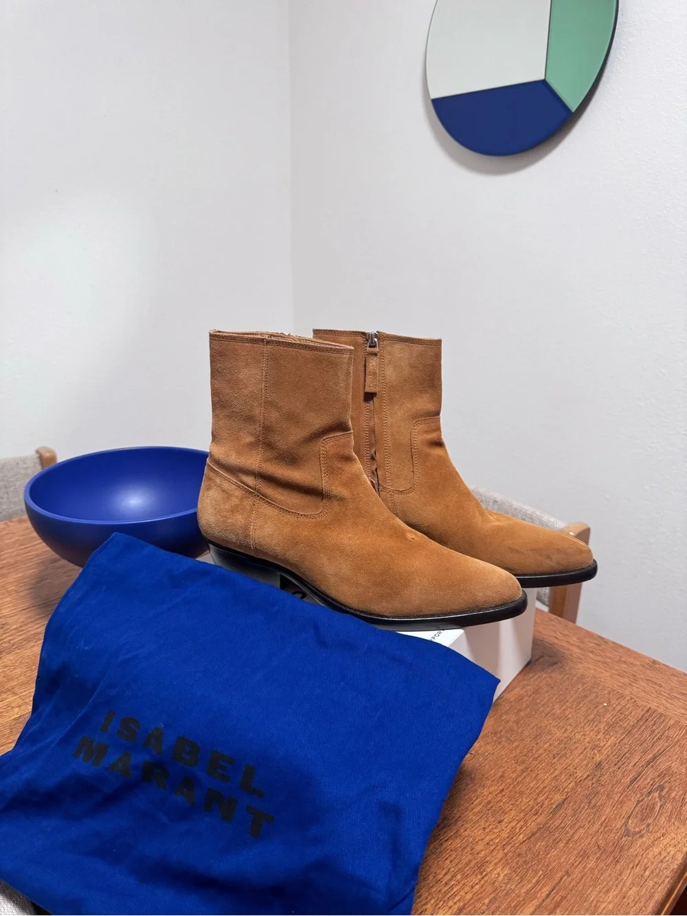 Isabel Marant Men's Suede Zip Boots in Tan Size EU 40